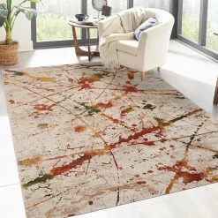 Tapis salon et chambre tissé motif ethnique ABTRACT, multicolore