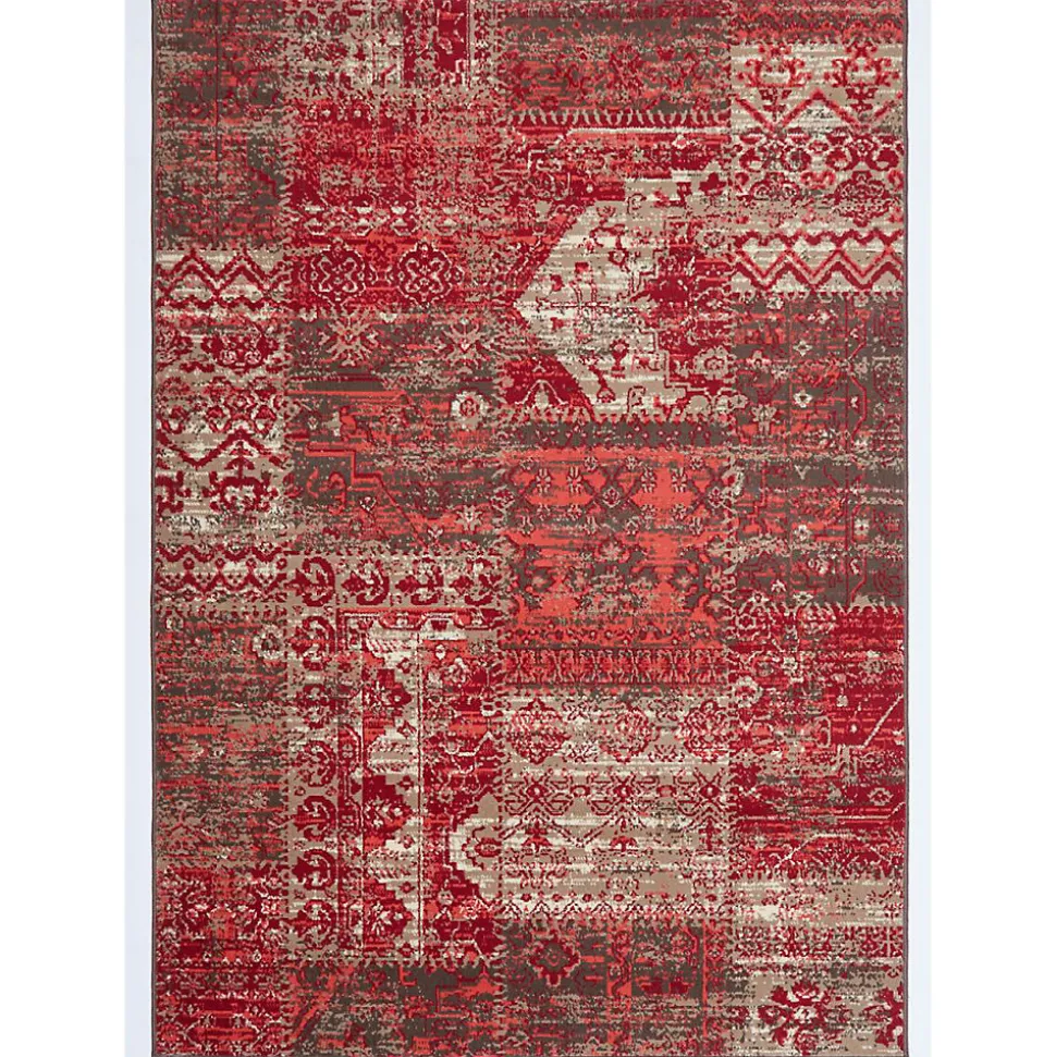 Tapis salon et chambre tissé motif ethnique WORKYPATCH, rouge