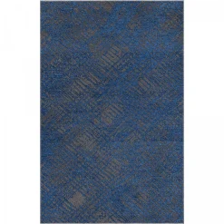 Tapis salon et chambre tissé motif faux uni TEREMINDE, bleu, gris