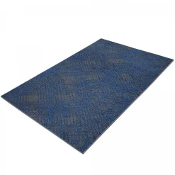 Tapis salon et chambre tissé motif faux uni TEREMINDE, bleu, gris