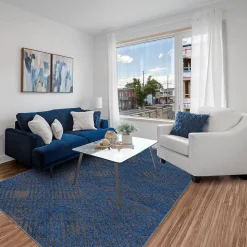Tapis salon et chambre tissé motif faux uni TEREMINDE, bleu, gris