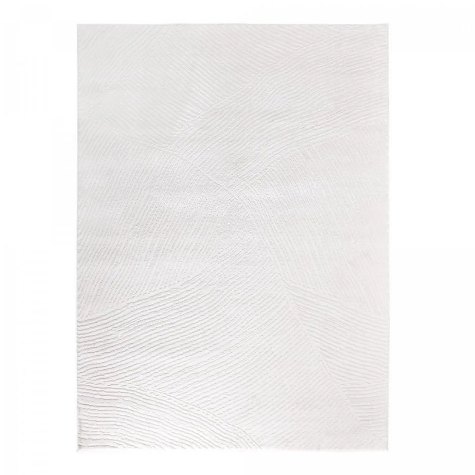 Tapis salon et chambre tissé motif faux uni DAMCIA, crème