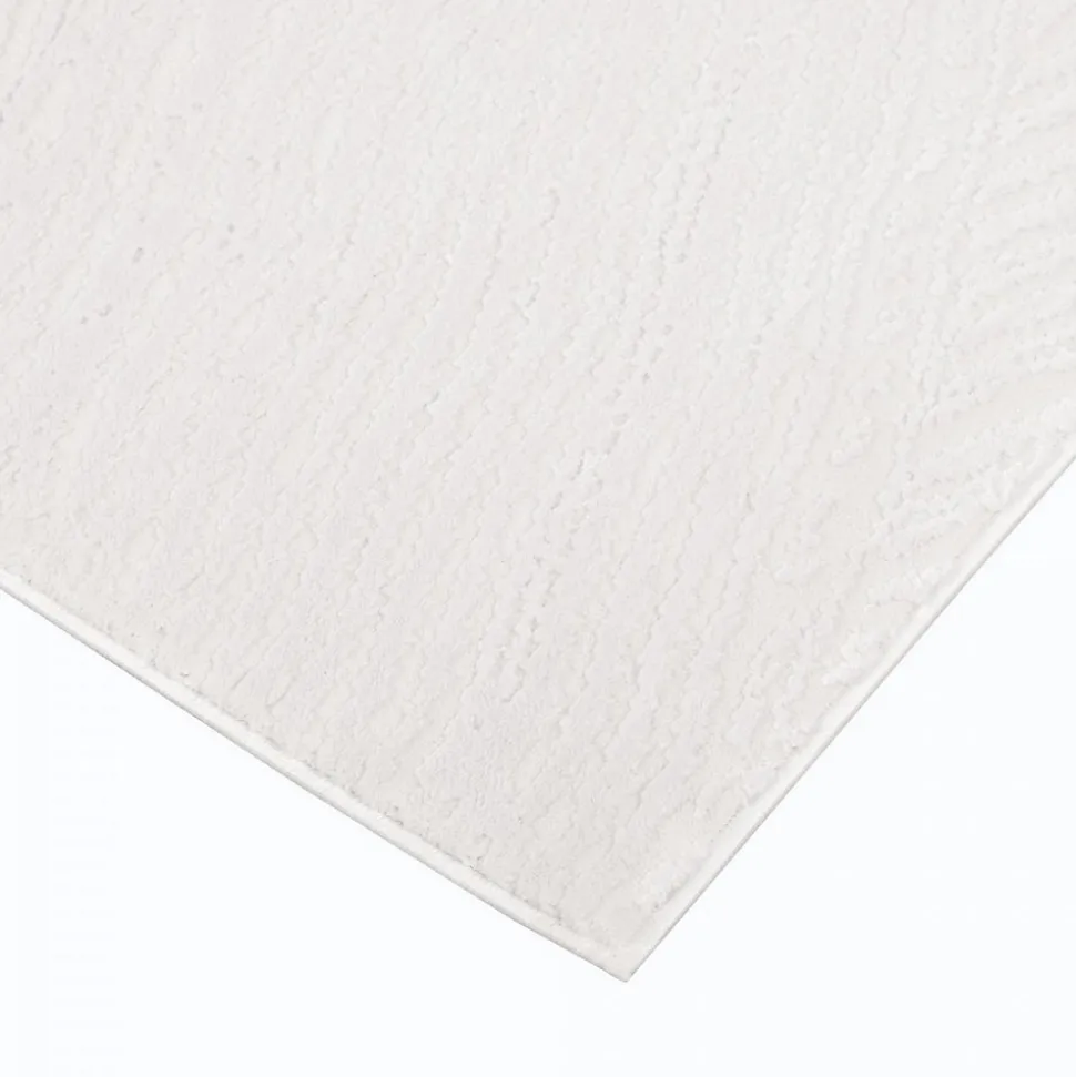Tapis salon et chambre tissé motif faux uni DAMCIA, crème