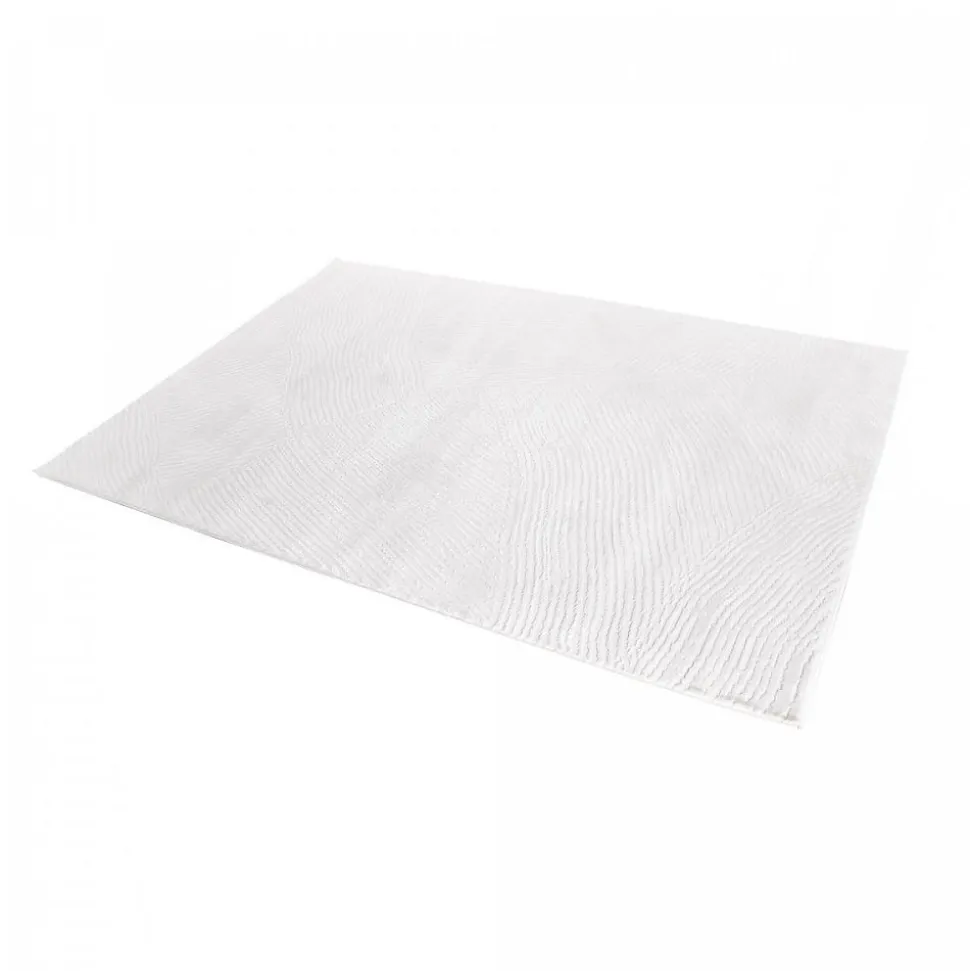 Tapis salon et chambre tissé motif faux uni DAMCIA, crème