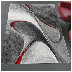 Tapis salon et chambre tissé motif géométrique MILAR, rouge