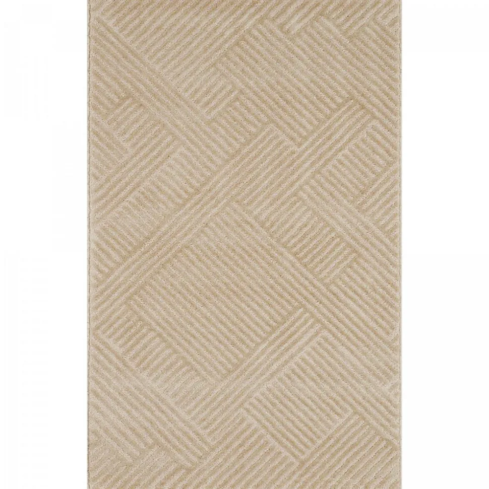 Tapis salon et chambre tissé motif géométrique CEROTEO, beige