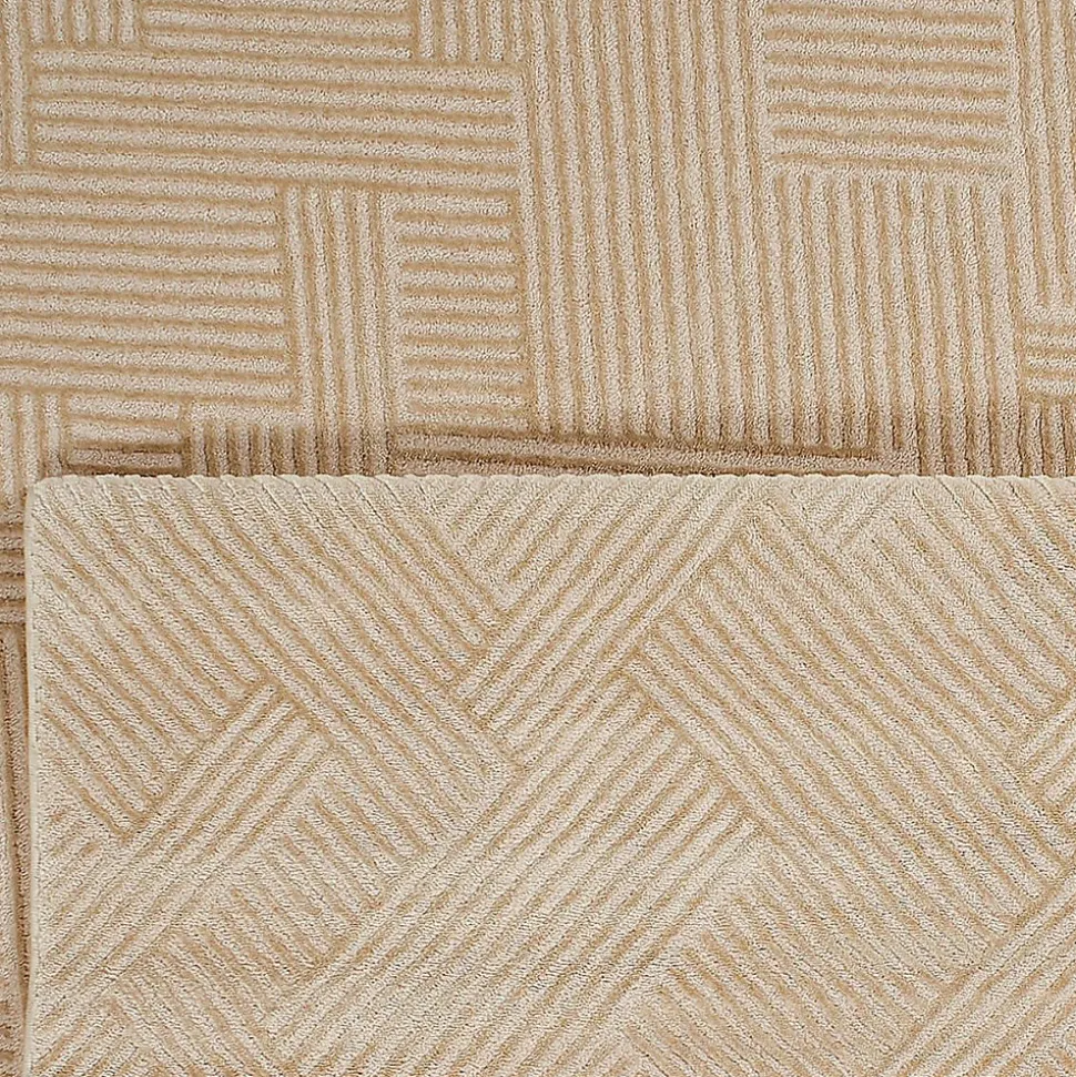 Tapis salon et chambre tissé motif géométrique CEROTEO, beige