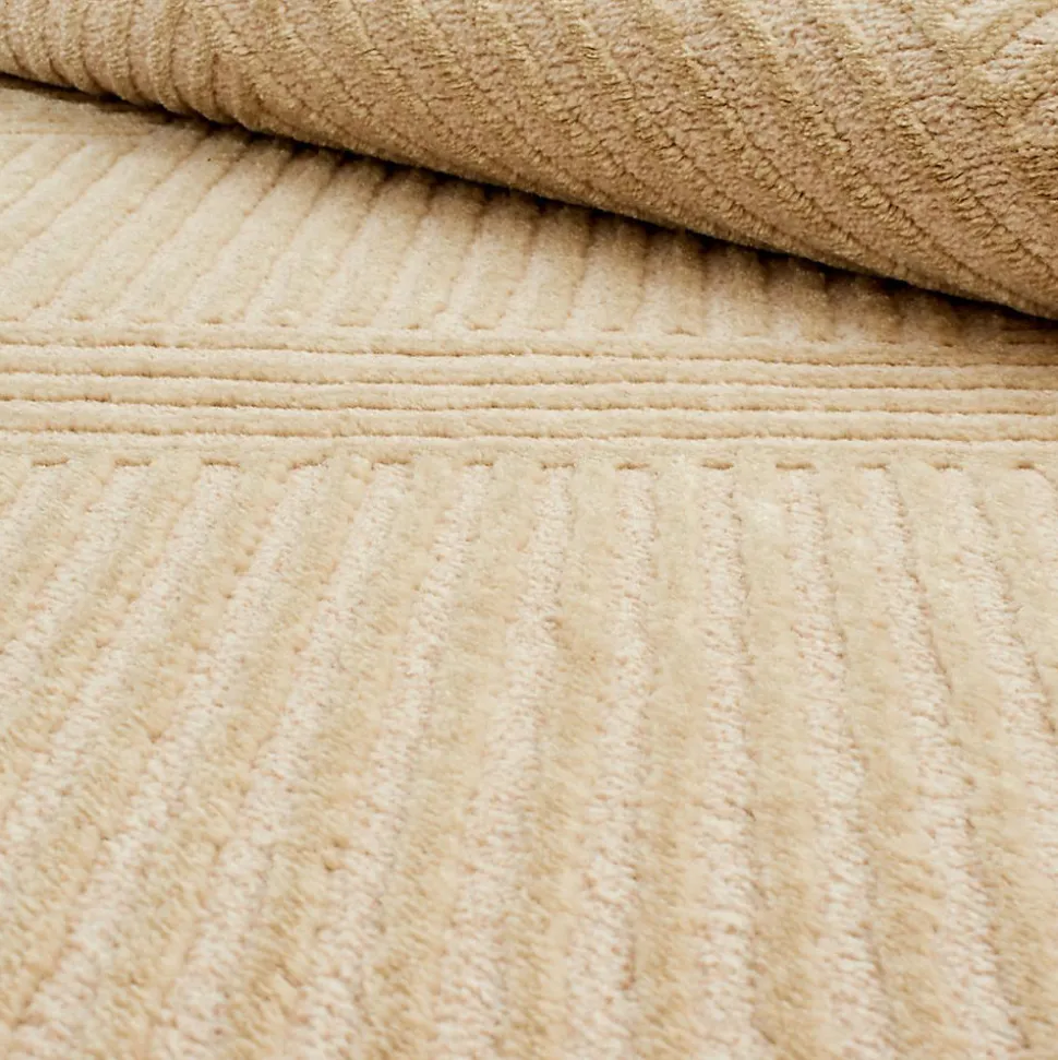 Tapis salon et chambre tissé motif géométrique CEROTEO, beige