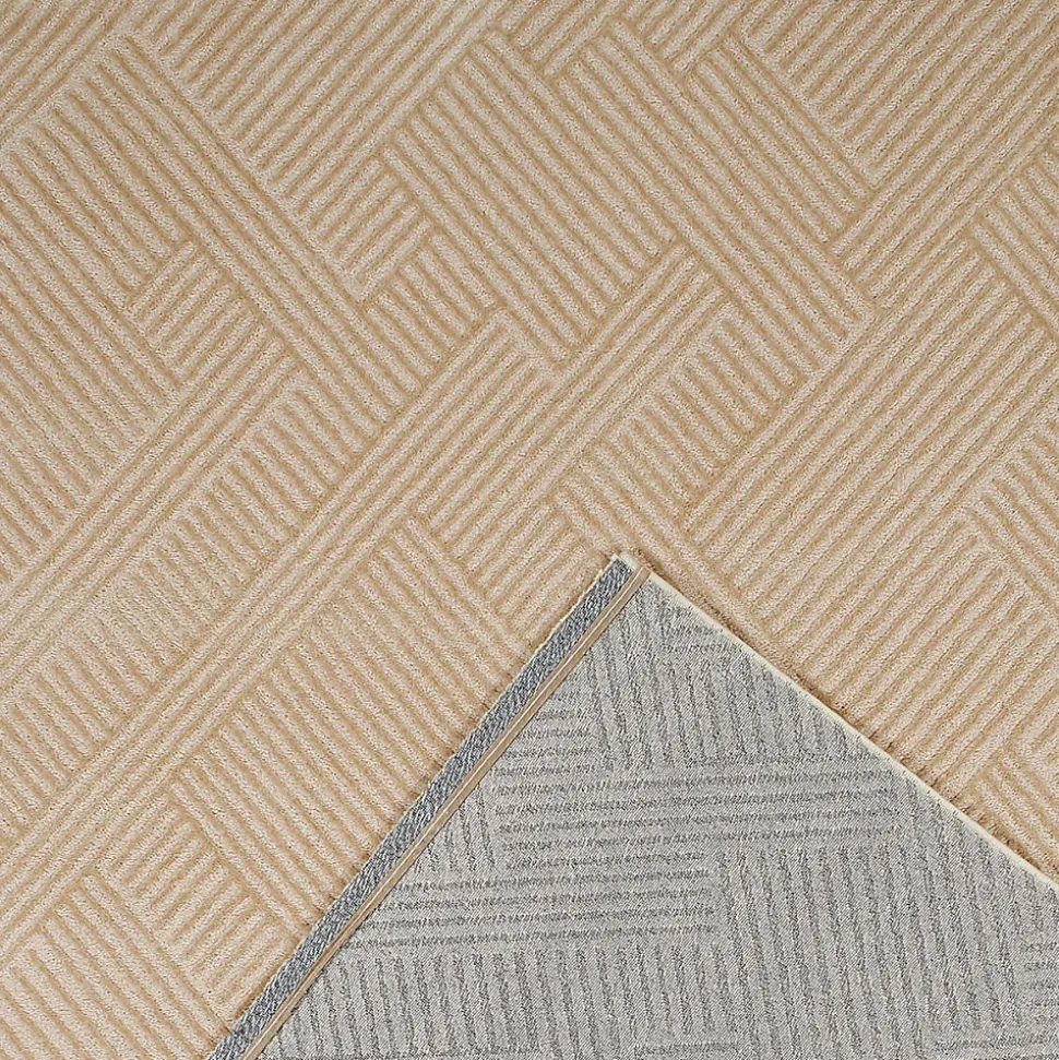 Tapis salon et chambre tissé motif géométrique CEROTEO, beige
