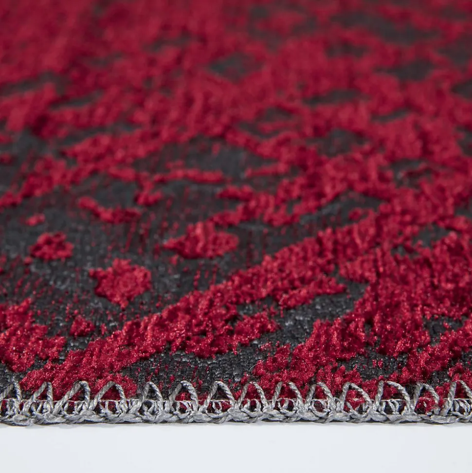 Tapis salon et chambre tissé motif faux uni TEREMINDE, rouge, gris