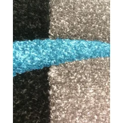 Tapis salon et chambre tissé motif damier LYN8 COMMA, Gris, bleu, noir