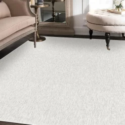 Tapis salon et chambre tissé motif uni SAKRDA, écru