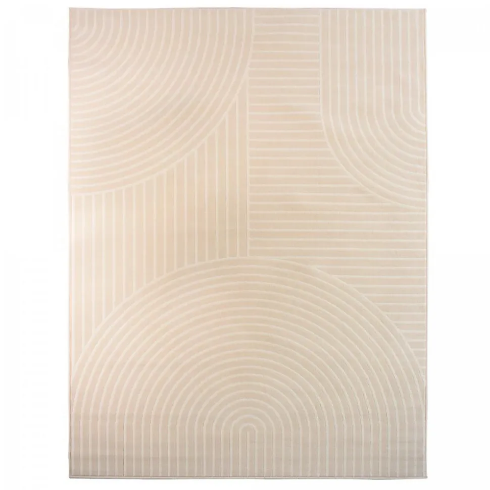 Tapis salon et chambre tissé motif géométrique LYN49 ARCROL, beige