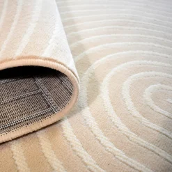 Tapis salon et chambre tissé motif géométrique LYN49 ARCROL, beige