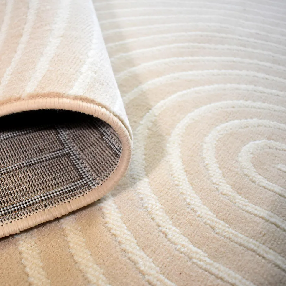 Tapis salon et chambre tissé motif géométrique LYN49 ARCROL, beige