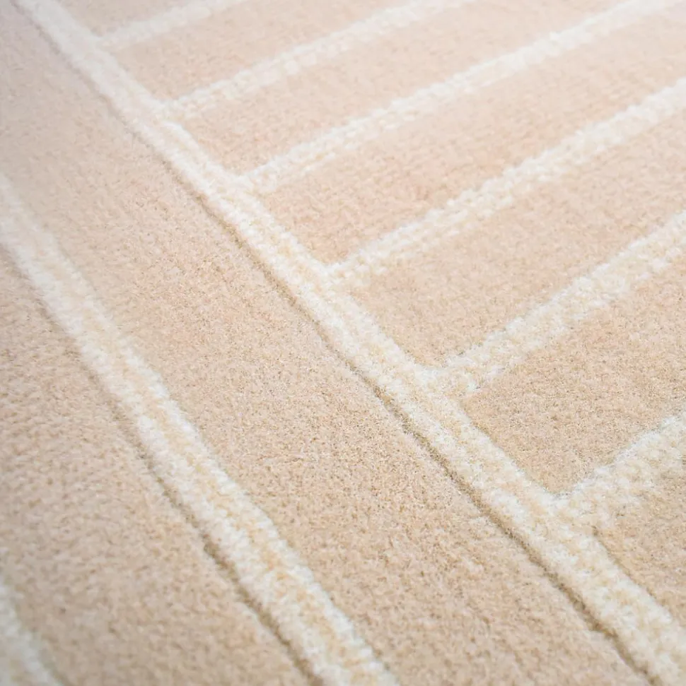 Tapis salon et chambre tissé motif géométrique LYN49 ARCROL, beige