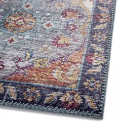 Tapis salon et chambre tissé motif ethnique VIVACE 5, violet, gris, rose