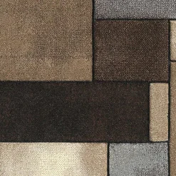 Tapis salon et chambre tissé motif géométrique LYN8 GEOME, Marron, noir, beige