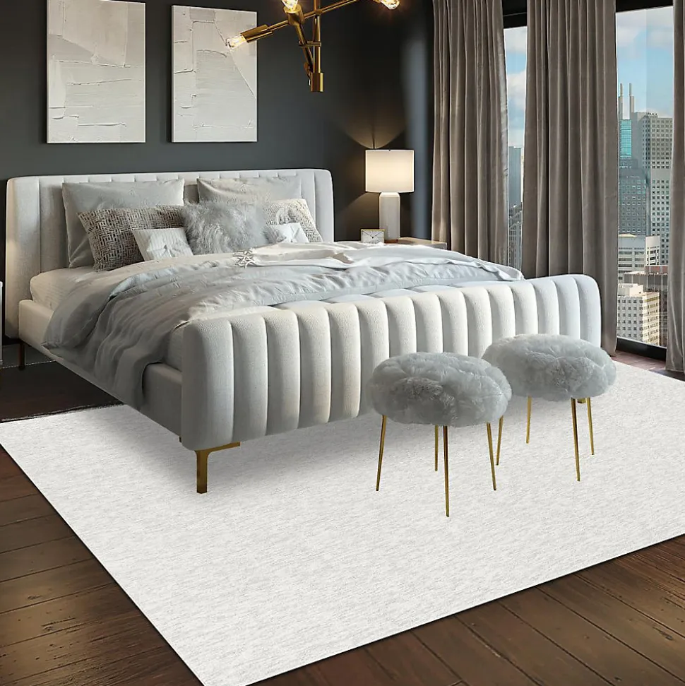 Tapis salon et chambre tissé motif uni SAKRDA, écru