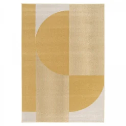 Tapis salon et chambre tissé motif géométrique CONTUNI, beige, jaune