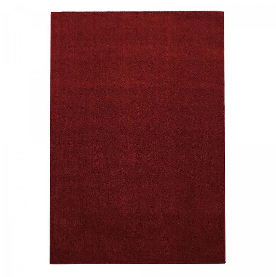 Tapis salon et chambre tissé motif uni SOULA, rouge