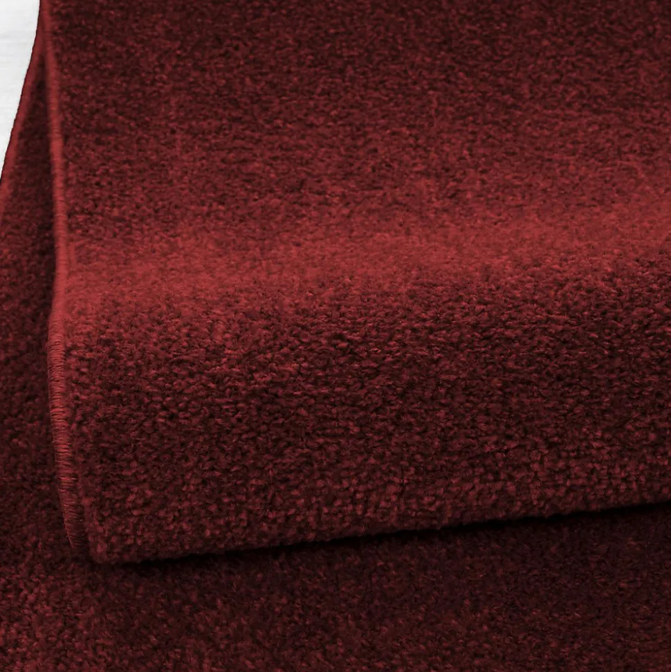 Tapis salon et chambre tissé motif uni SOULA, rouge