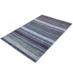 Tapis salon et chambre tissé motif ethnique NOBASTA, bleu, rouge, orange, vert