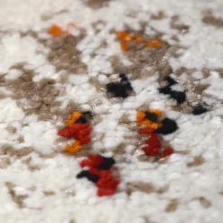 Tapis salon et chambre tissé motif berbère LYN8 MORA, Crème, orange, noir