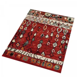 Tapis salon et chambre tissé motif berbère MO 75, rouge