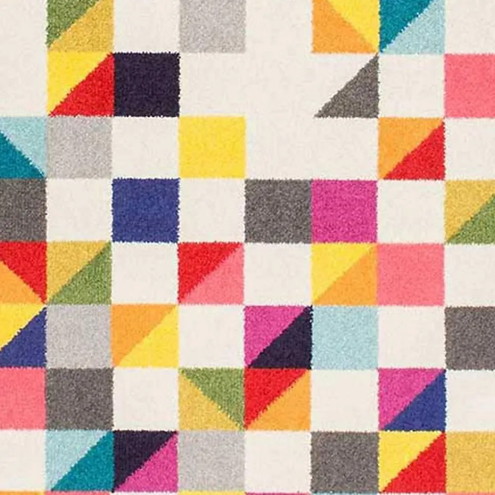 Tapis salon et chambre tissé motif géométrique LYN6 BOUTIK, multicolore