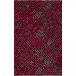 Tapis salon et chambre tissé motif faux uni TEREMINDE, rouge, gris