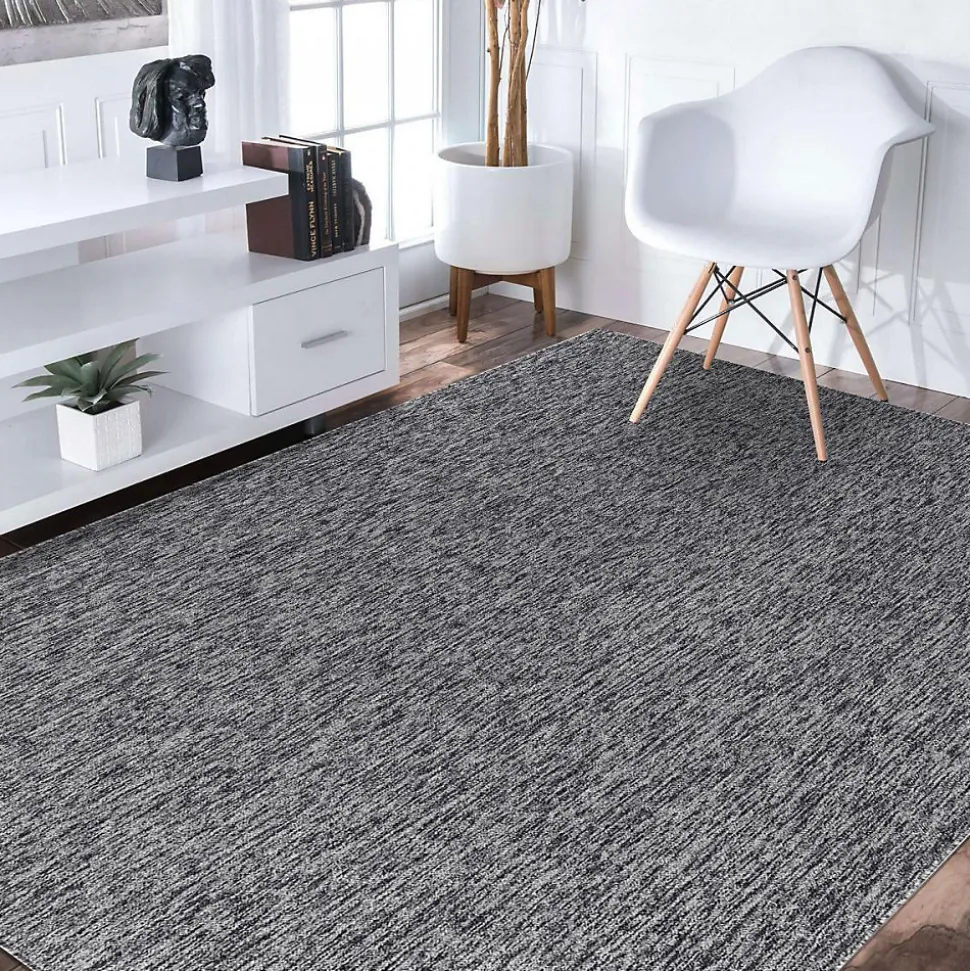 Tapis salon et chambre tissé motif uni SAKRDA, gris