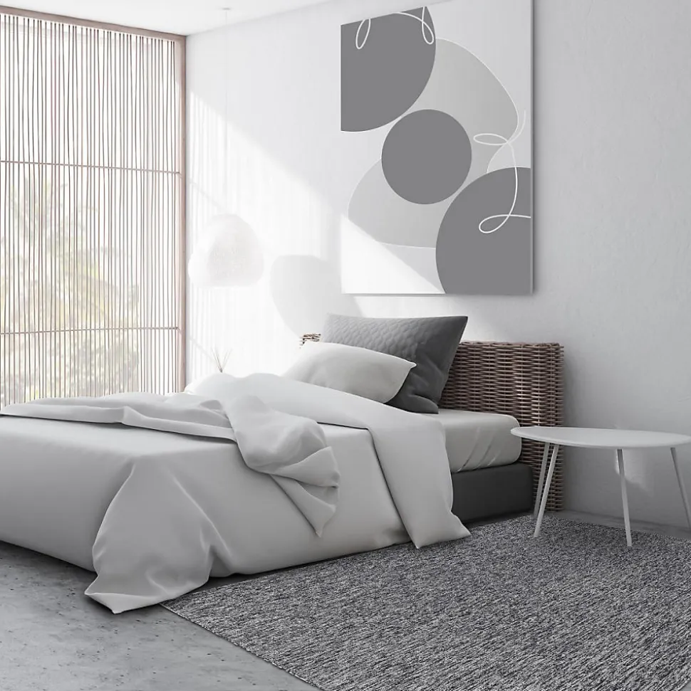 Tapis salon et chambre tissé motif uni SAKRDA, gris