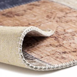 Tapis salon et chambre tissé motif géométrique VIVACE 9, beige, bleu, rose