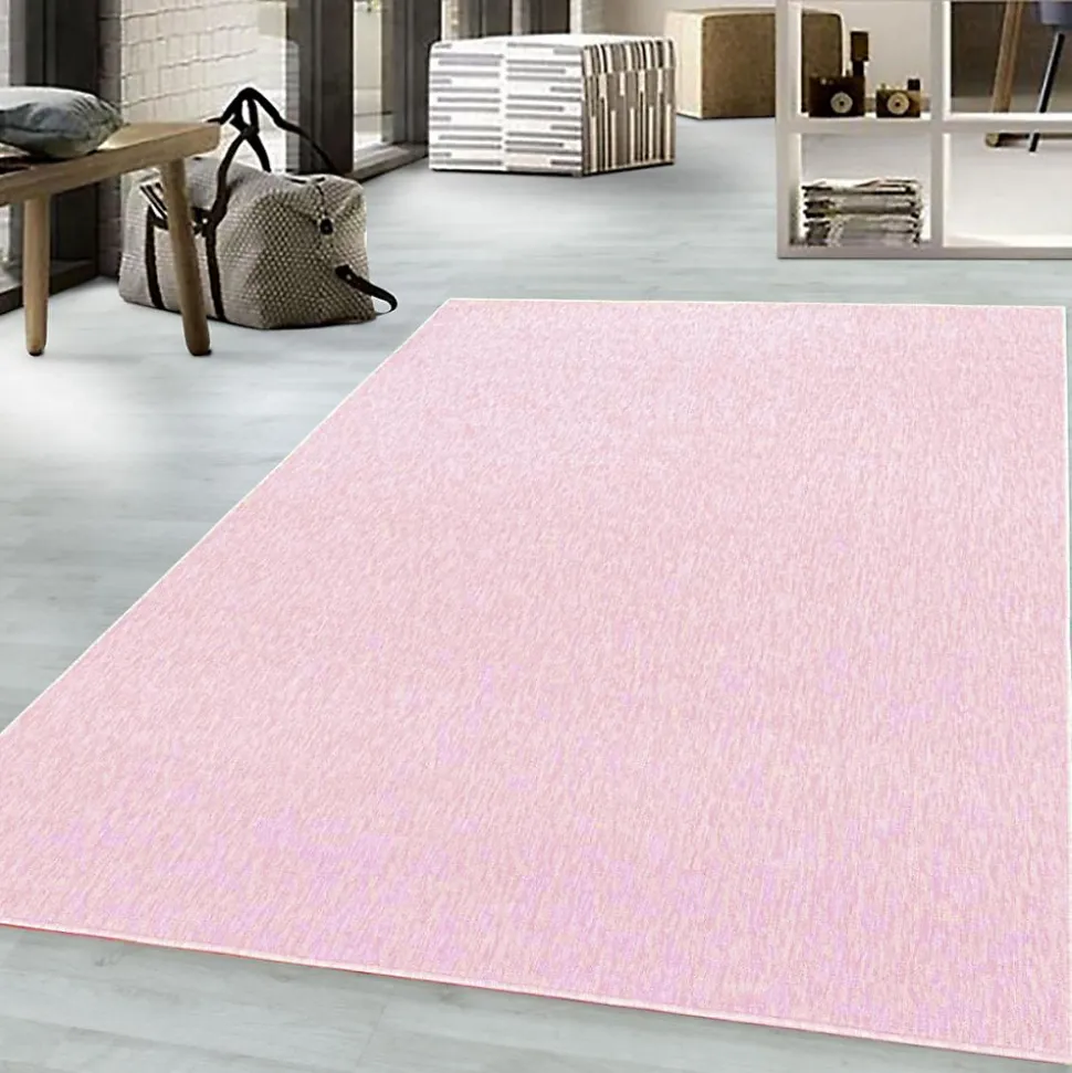 Tapis salon et chambre tissé motif uni SAKRDA, rose