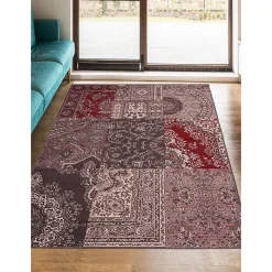 Tapis salon et chambre tissé motif baroque LYN1 NYBRO, gris