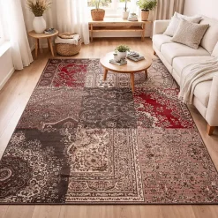 Tapis salon et chambre tissé motif baroque LYN1 NYBRO, gris