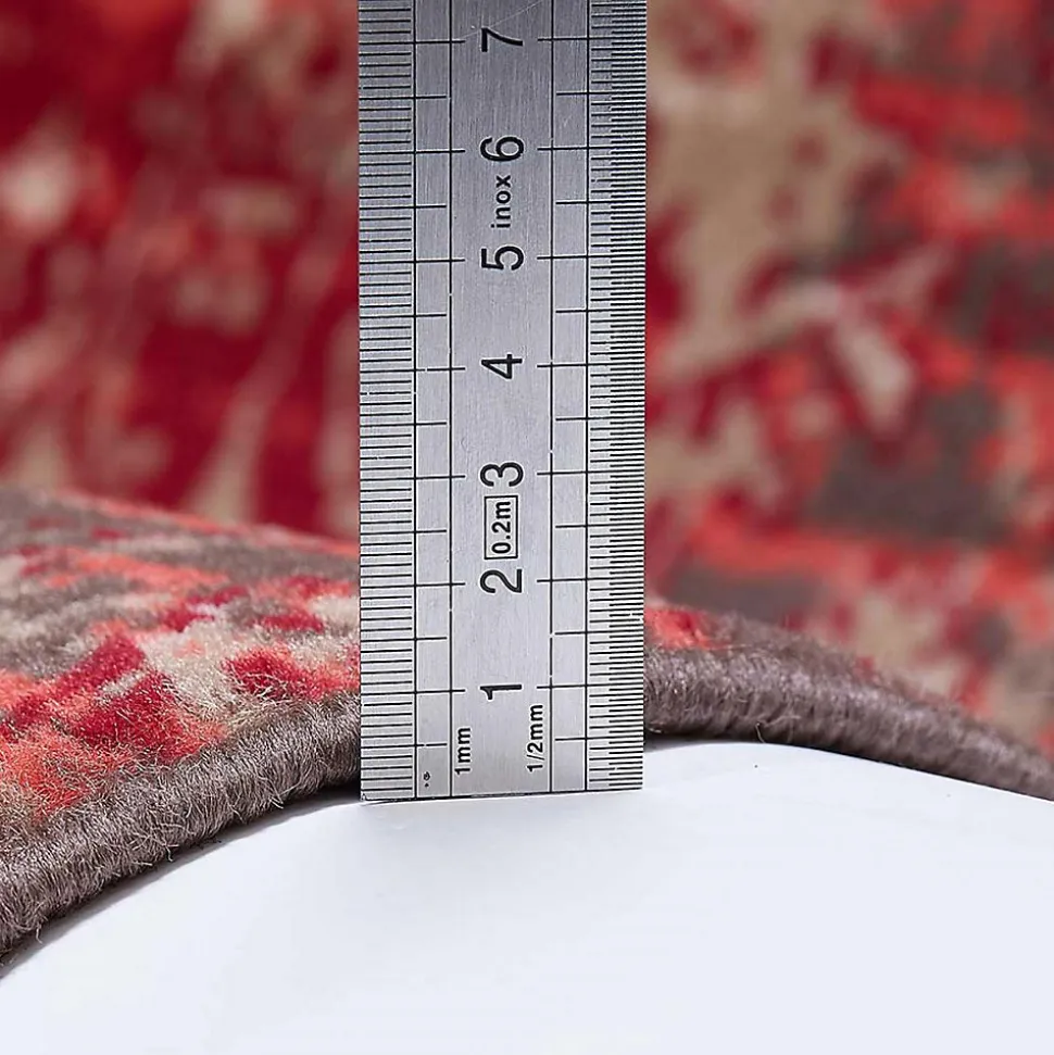 Tapis salon et chambre tissé motif ethnique LYN1 PATWORK, rouge