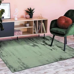Tapis salon extra-doux effet velours vert foncé 120x170