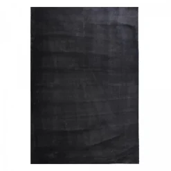 Tapis salon LYN10 LAVABLE, soft et soyeux, tapis uni à l'aspect Shaggy, noir