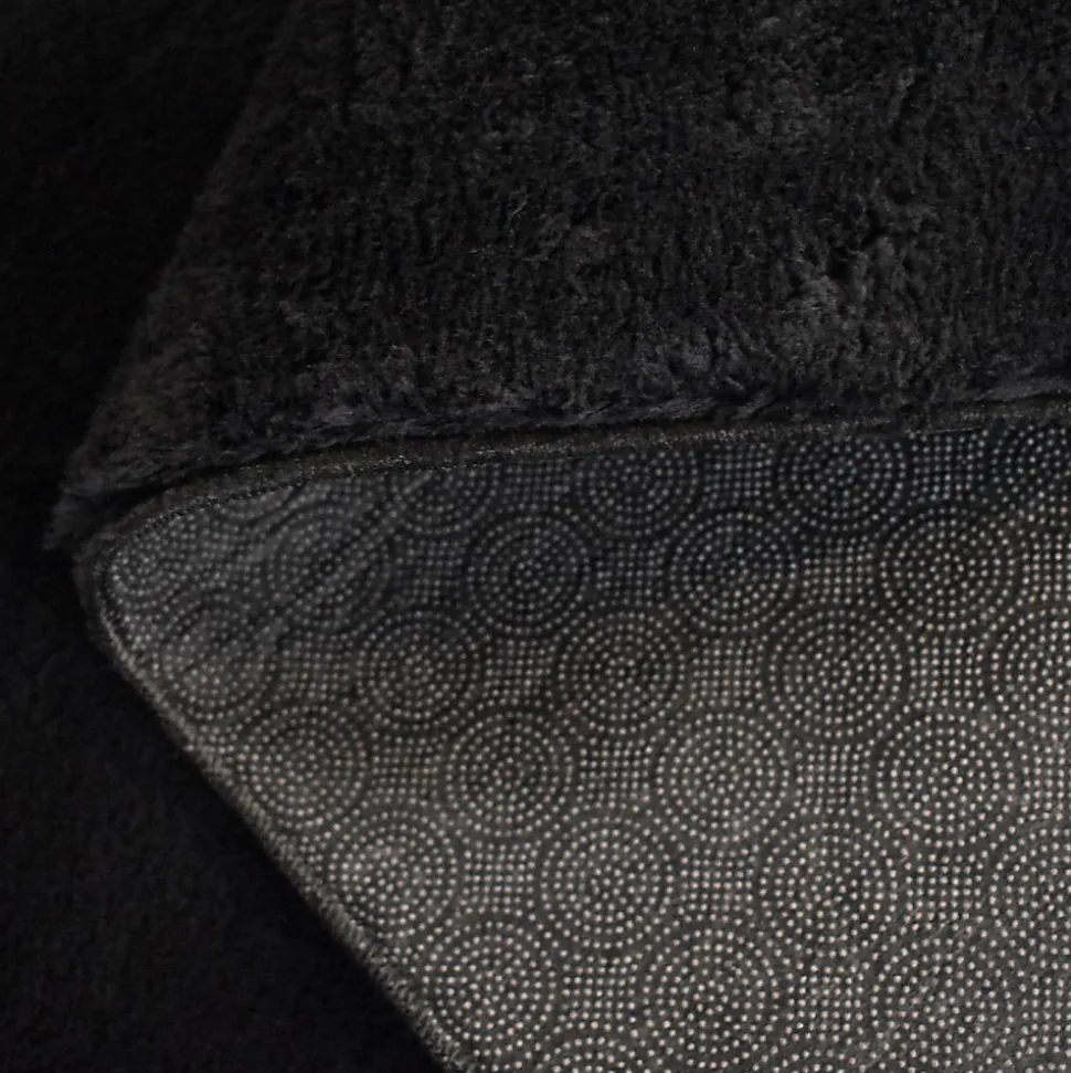 Tapis salon LYN10 LAVABLE, soft et soyeux, tapis uni à l'aspect Shaggy, noir