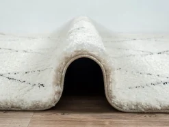 Tapis salon poils longs nordique - Blanc Noir - 160 x 230 cm - Bahar Shaggy
