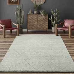 Tapis salon poils longs nordique - Crème - 200 x 290 cm - Bahar Shaggy