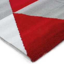 Tapis salon toucher laineux motif triangles rouge 80x150