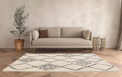 Tapis Shaggy Coltrane motif Berbère L. 160 x l. 230 x ep. 3 cm beige GoodHome