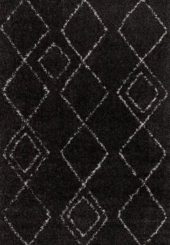 Tapis Shaggy Coltrane motif Berbère L. 170 x l. 120 x ep. 3 cm noir GoodHome