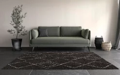 Tapis Shaggy Coltrane motif Berbère L. 170 x l. 120 x ep. 3 cm noir GoodHome