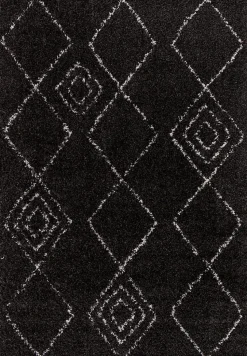 Tapis Shaggy Coltrane motif Berbère L. 160 x l. 230 x ep. 3 cm noir GoodHome