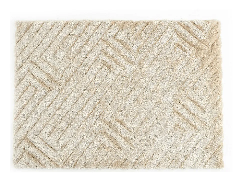 Tapis shaggy en relief à poils longs - 160 x 230 cm - Blanc cassé - MAZE