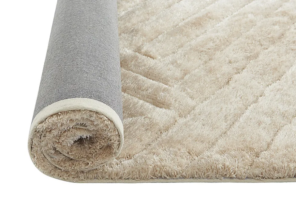 Tapis shaggy en relief à poils longs - 160 x 230 cm - Blanc cassé - MAZE